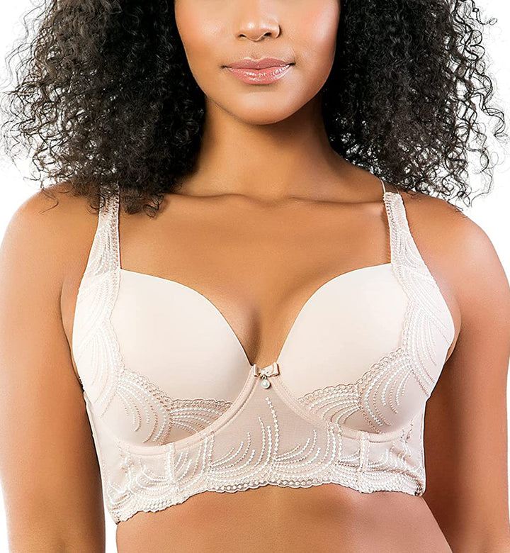 Parfait Pearl Longline Plunge Underwire Bra (P6091) - Cameo Rose