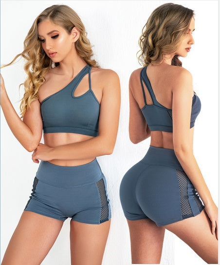 Yoga One Shoulder Shorts Set