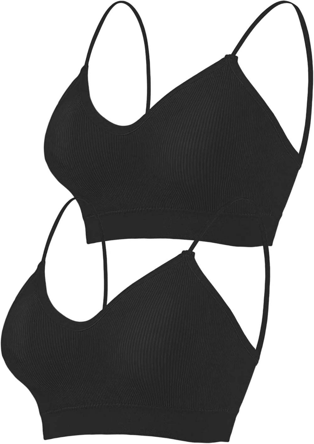 2PCS Women'S V-Neck Padded Seamless Straps Bralette, Everyday Basic Sleeping Bra, Sports Bras for Women, Sports Bra