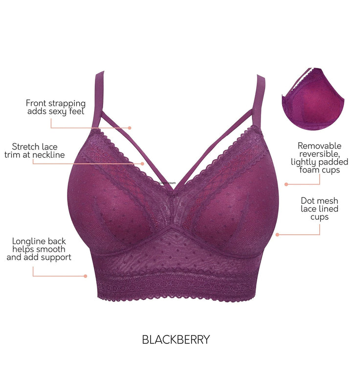 Parfait Mia Dot Wire-Free Padded Mesh Bralette (P6011) - Blackberry