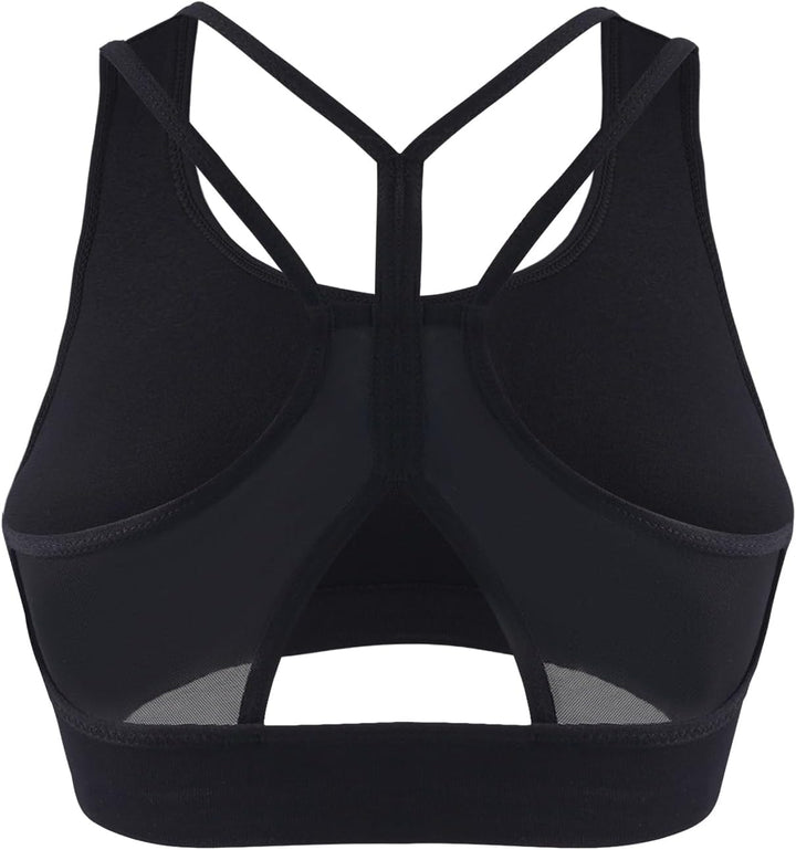 Cross Back Sports Bra for Women Padded Strappy Yoga Bra Medium Support Workout Bra for Athletic Gym Fitness