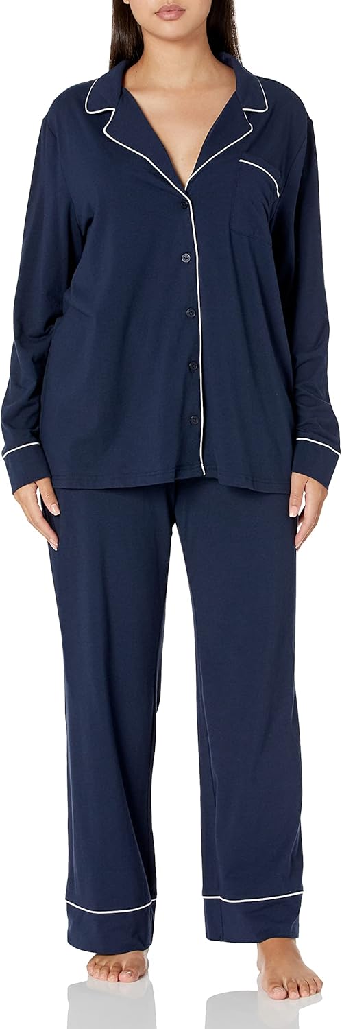 Women'S Cotton Modal Long-Sleeve Shirt and Full-Length Bottom Pajama Set (Available in plus Size)