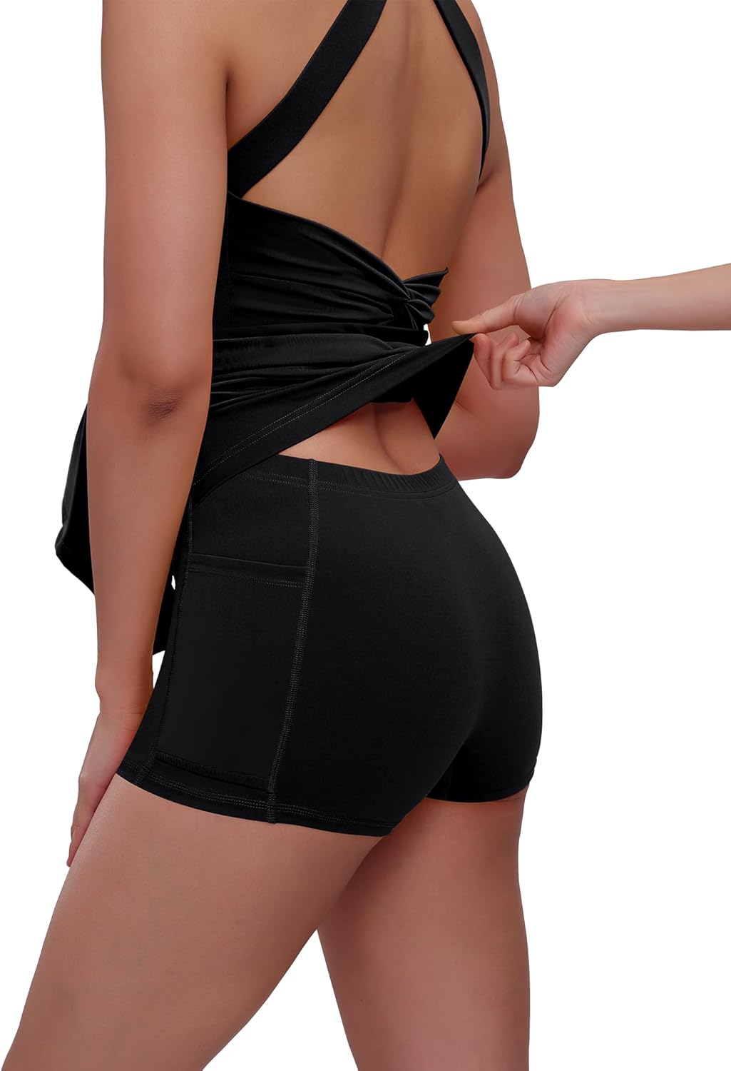 Womens Tennis Workout Dress with Open-Back Waistband Shorts Golf Acitve Dresses