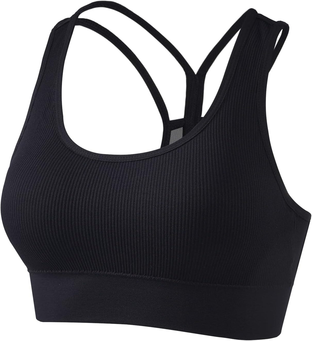 Cross Back Sports Bra for Women Padded Strappy Yoga Bra Medium Support Workout Bra for Athletic Gym Fitness