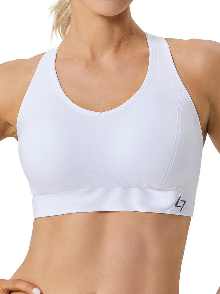 Racerback Sports Bras for Women - Padded Seamless High Impact Support for Yoga Gym Workout Fitness