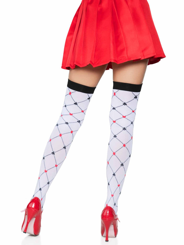 Card Suit Thigh High Stockings