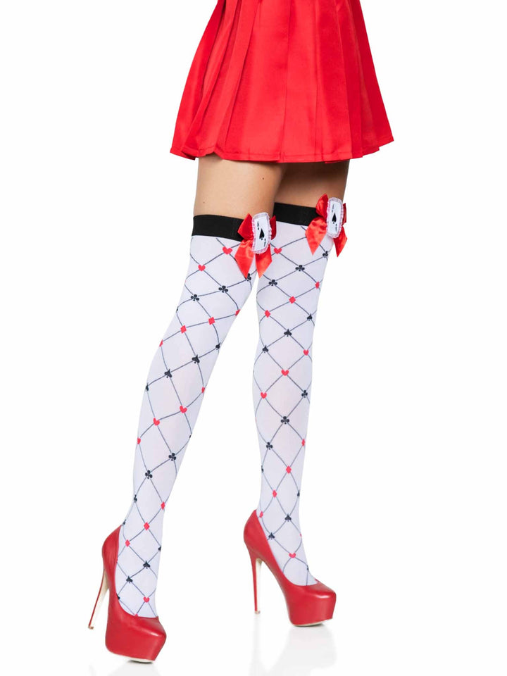 Card Suit Thigh High Stockings