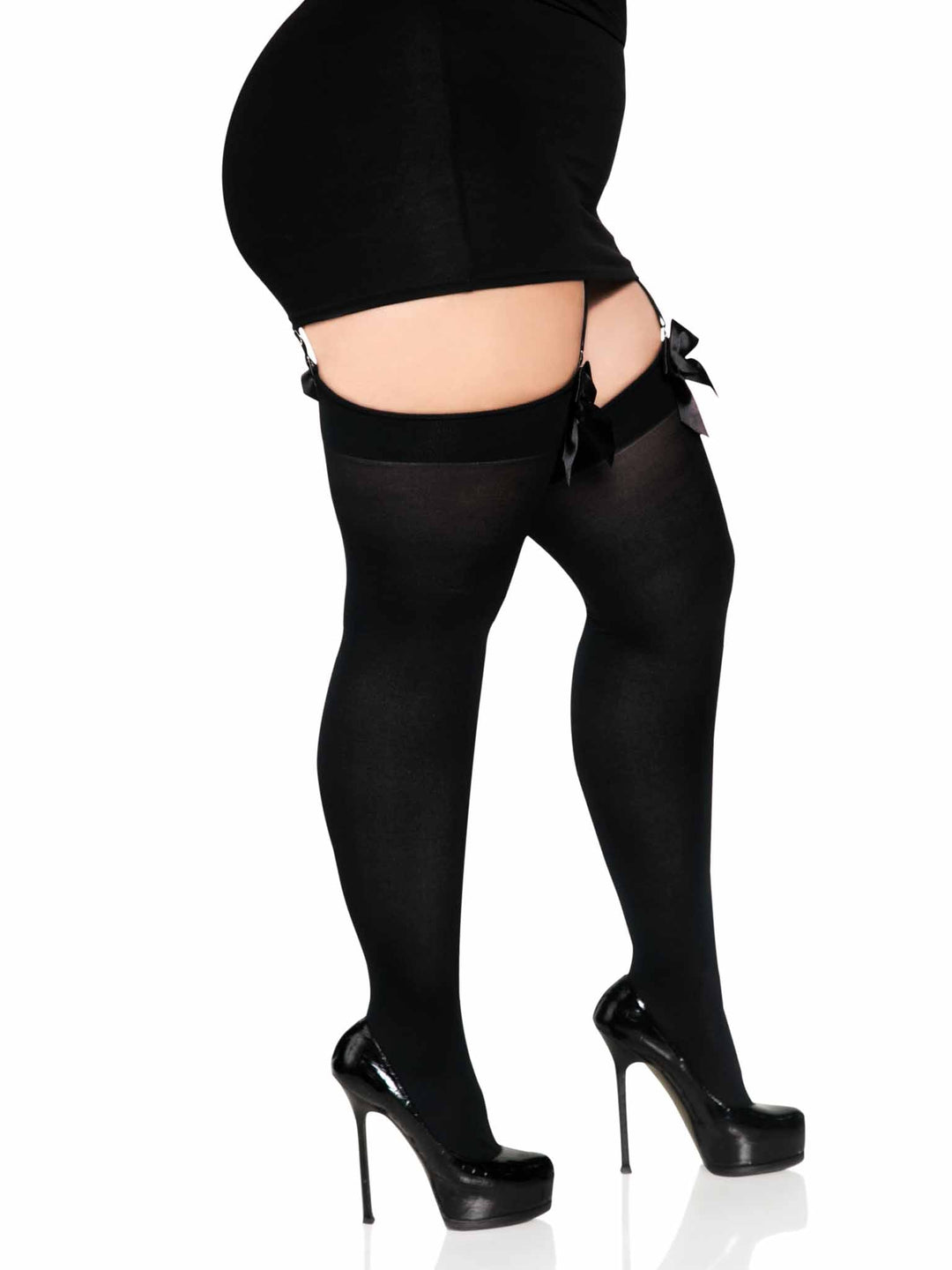 Kay Plus Satin Bow Thigh Highs