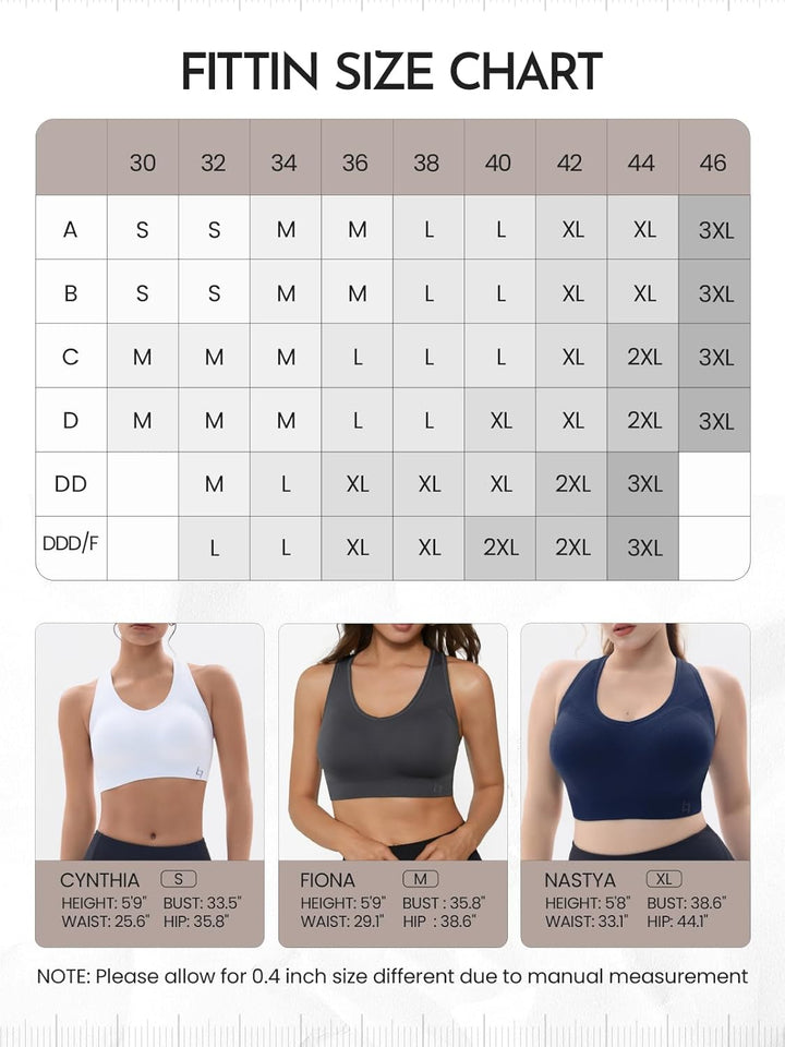 Racerback Sports Bras for Women - Padded Seamless High Impact Support for Yoga Gym Workout Fitness