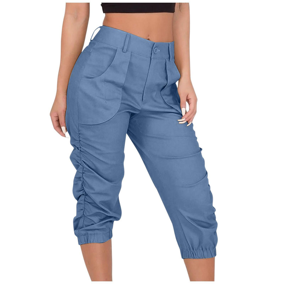 Polyester Solid Casual High Waist Pants