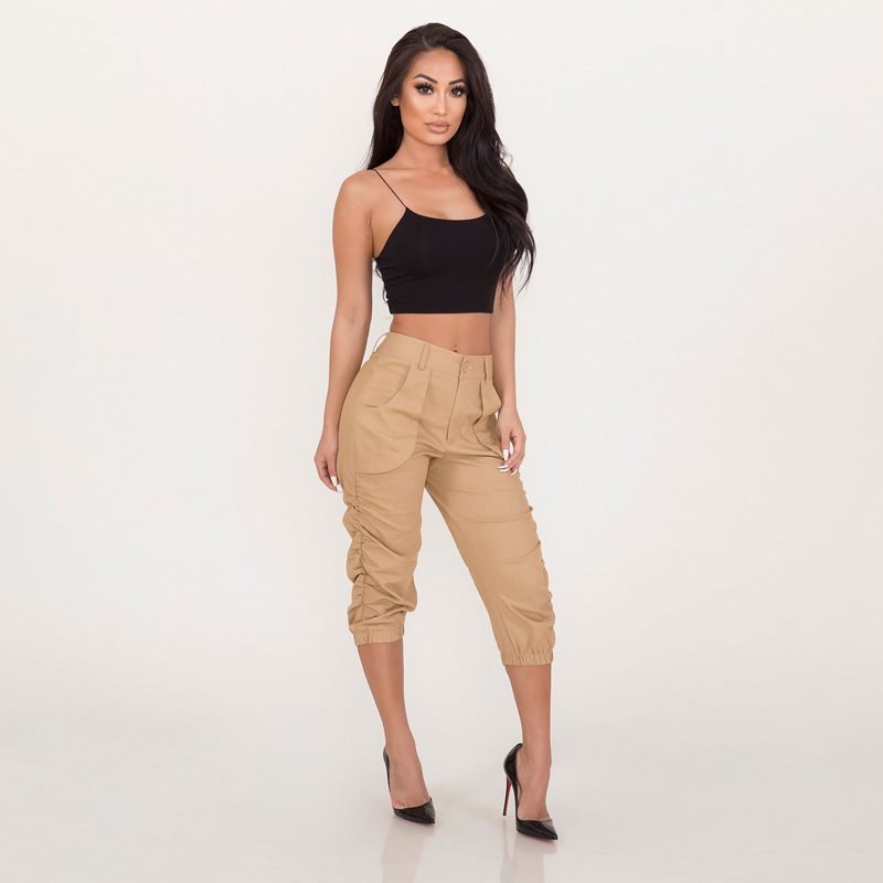 Polyester Solid Casual High Waist Pants