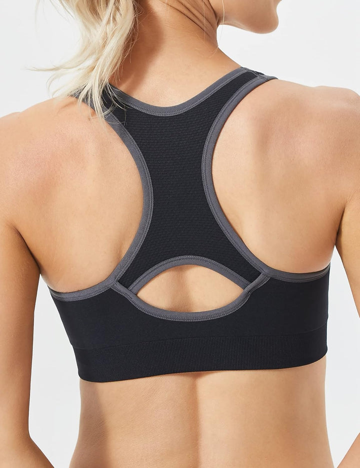 Racerback Sports Bras for Women - Padded Seamless High Impact Support for Yoga Gym Workout Fitness