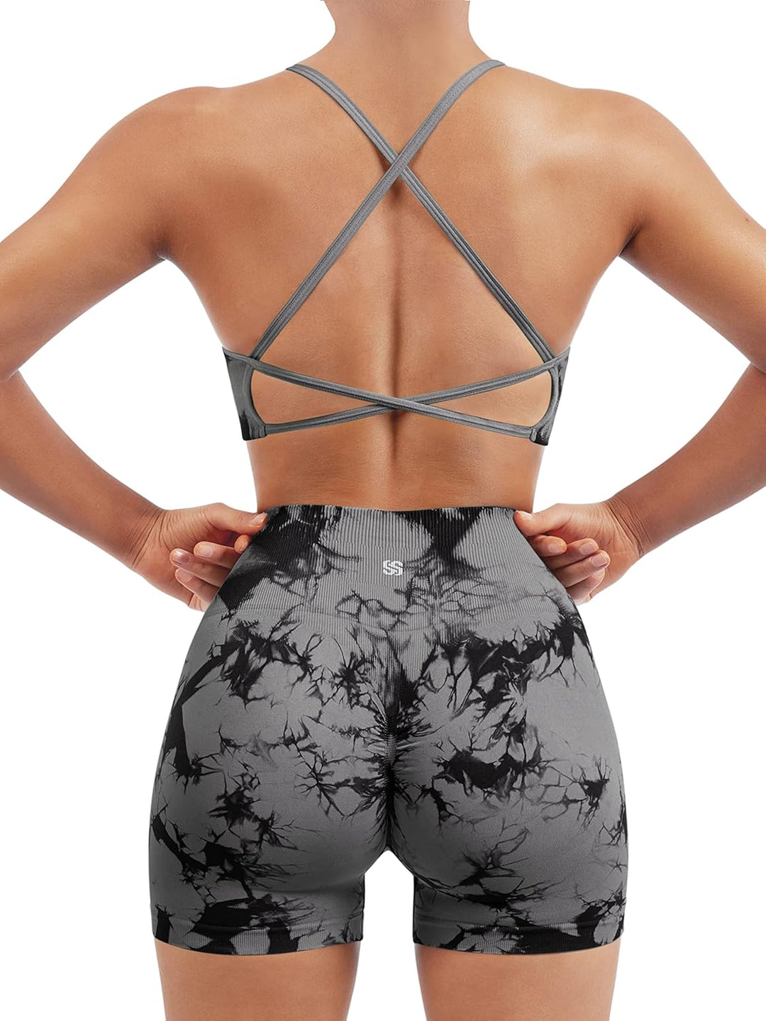 Elevate Your Workout: Women’s Seamless Strappy Sports Bra & High Waist Booty Shorts Set