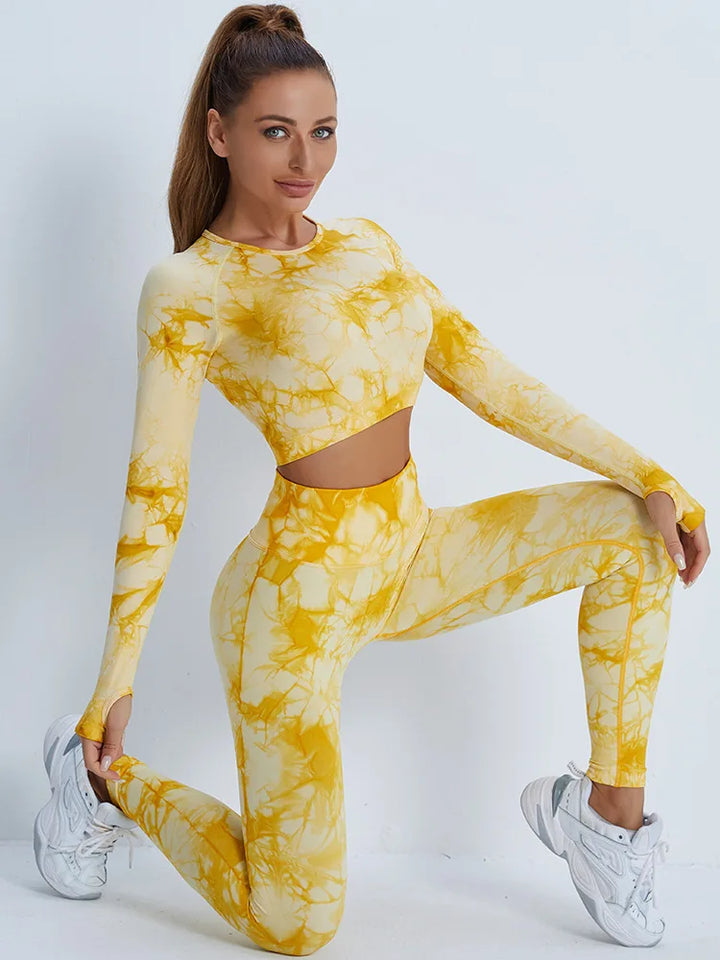 Serenity Tie Dye womens yoga legging and matching crop top