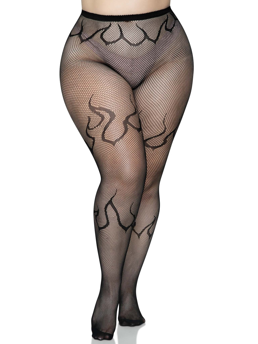 Flame Plus Fishnet Tights