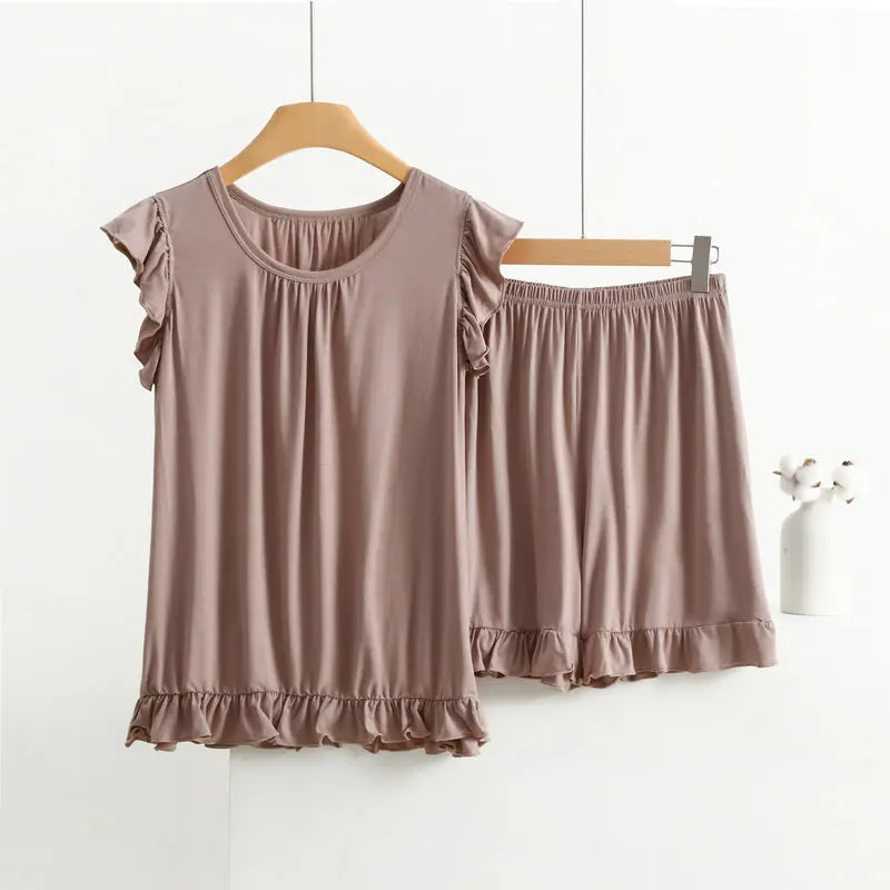 Women Sleeveless Tops Shorts Suit Summer  Nightwear Pajamas Set XL-8XL Plus Size