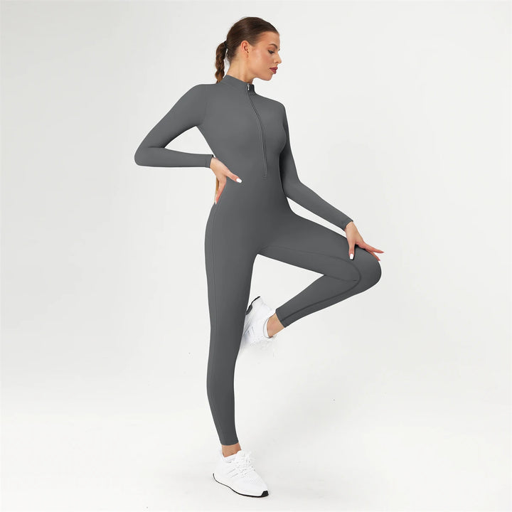 SOLID LONG SLEEVE JUMPSUIT