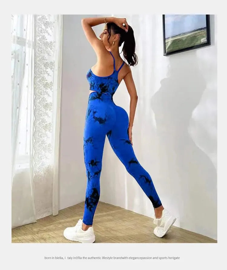 Tie Dye Yoga Women's Tracksuit Fitness Yoga Sets Sportswear Workout Bra+High Waist Leggings Gym Clothing Seamless Sports Suits