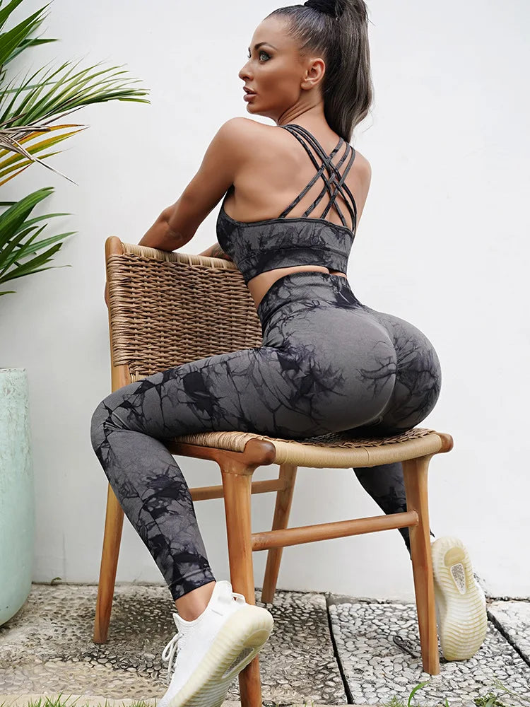 Serenity Tie Dye womens yoga legging and matching crop top