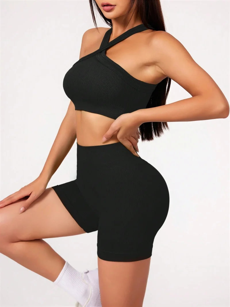 Amari One Shoulder Ribbed Workout Set