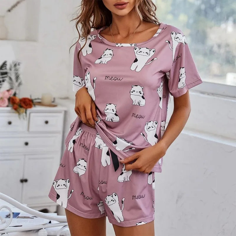 Dinosaur Print Pajama Set With Eye Mask