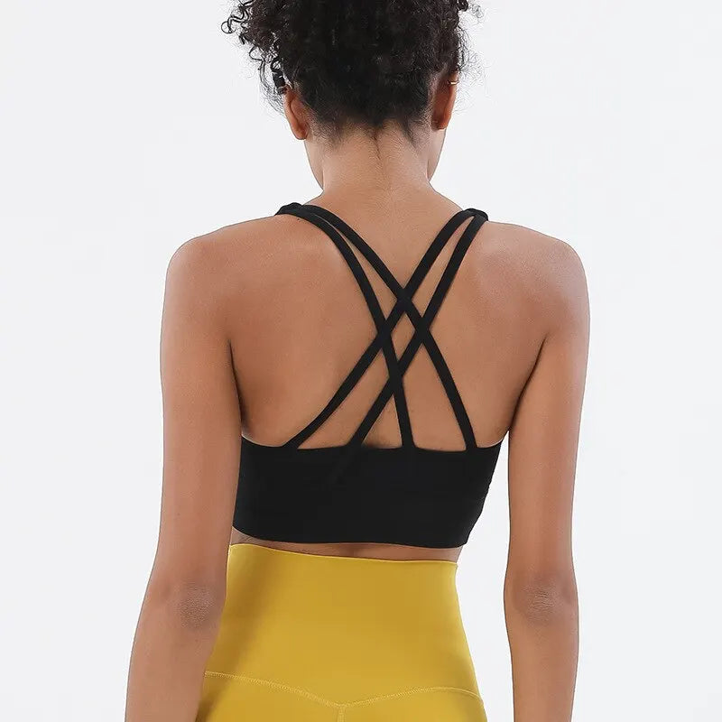 Women's Sports Bra with 4 Strings on the Back