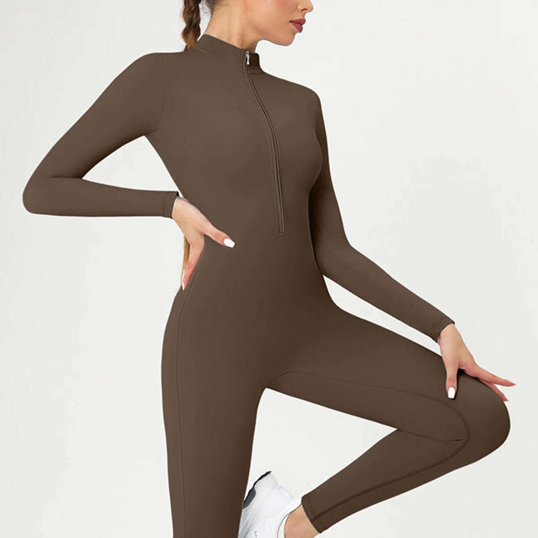 SOLID LONG SLEEVE JUMPSUIT