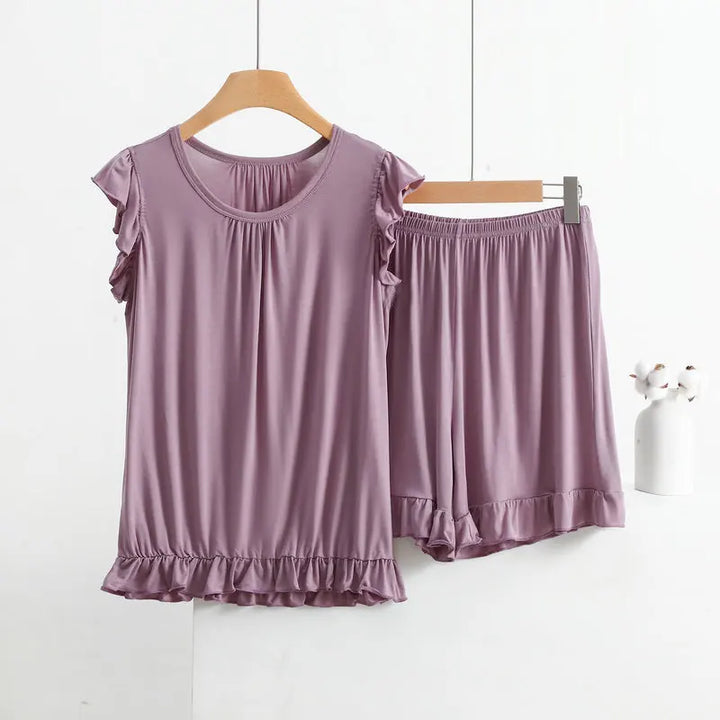 Women Sleeveless Tops Shorts Suit Summer  Nightwear Pajamas Set XL-8XL Plus Size