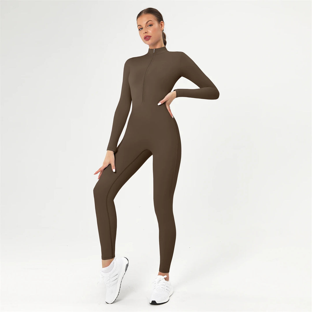 SOLID LONG SLEEVE JUMPSUIT