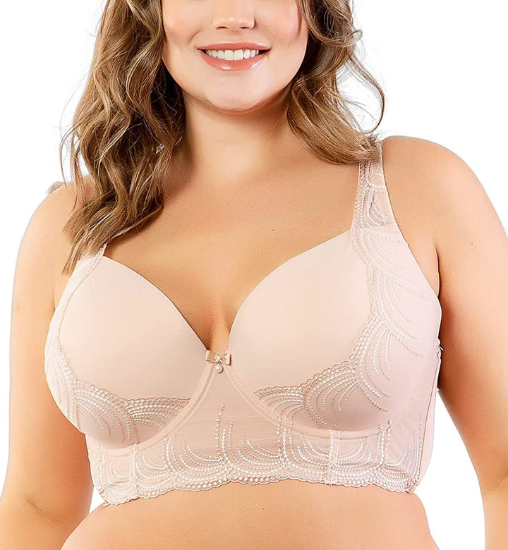 Parfait Pearl Longline Plunge Underwire Bra (P6091) - Cameo Rose