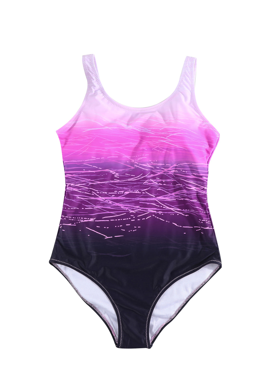 Black Criss Cross Back Tie-Dye One Piece Swimsuit