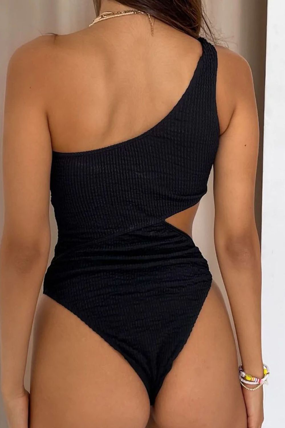 Cutout Single Shoulder One-Piece Swimsuit