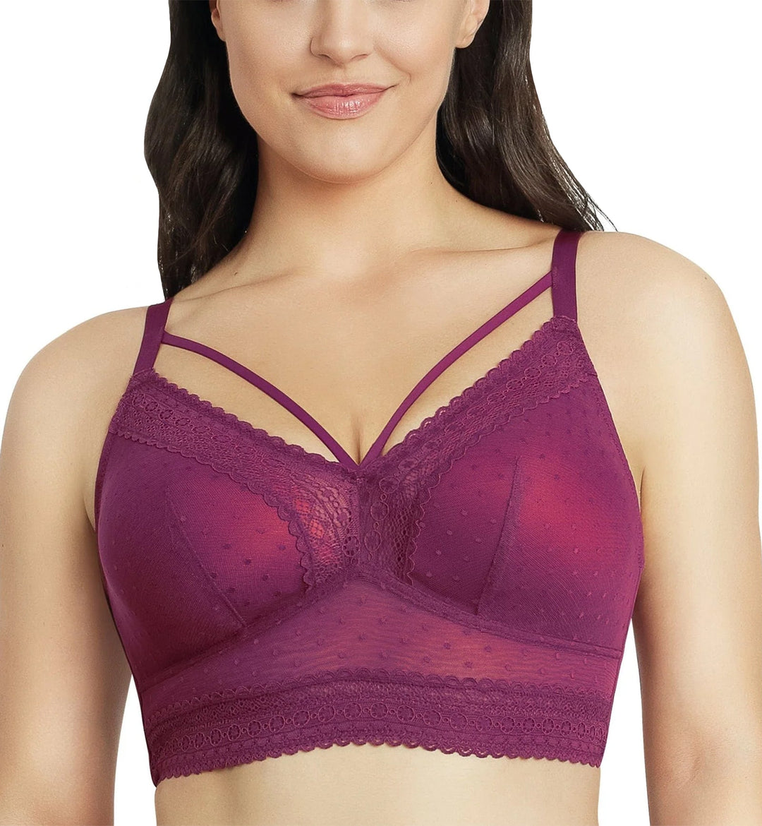 Parfait Mia Dot Wire-Free Padded Mesh Bralette (P6011) - Blackberry