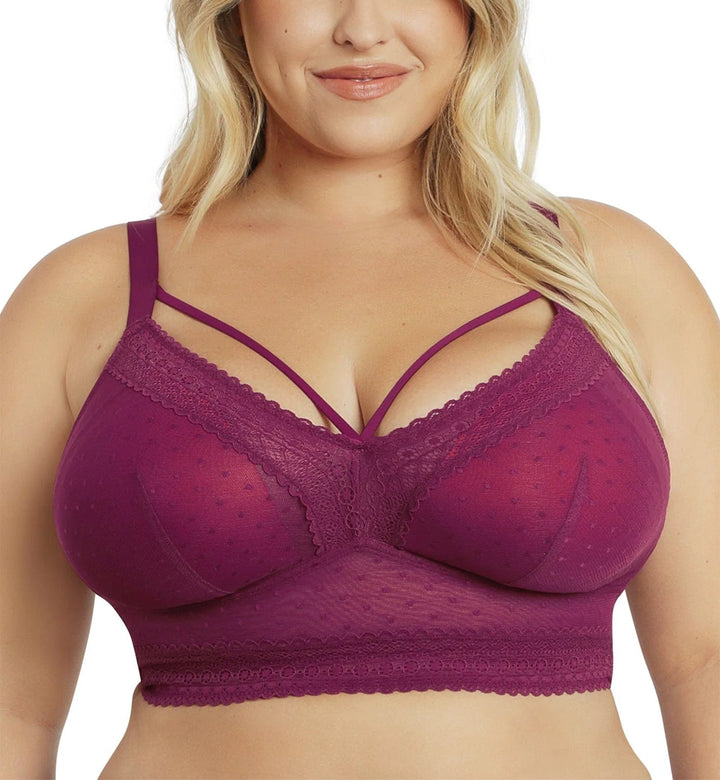 Parfait Mia Dot Wire-Free Padded Mesh Bralette (P6011) - Blackberry