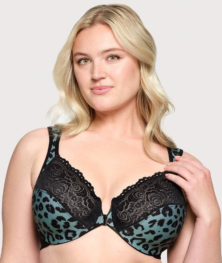 Glamorise WonderWire Front-Closure Bra - Centennial Leopard