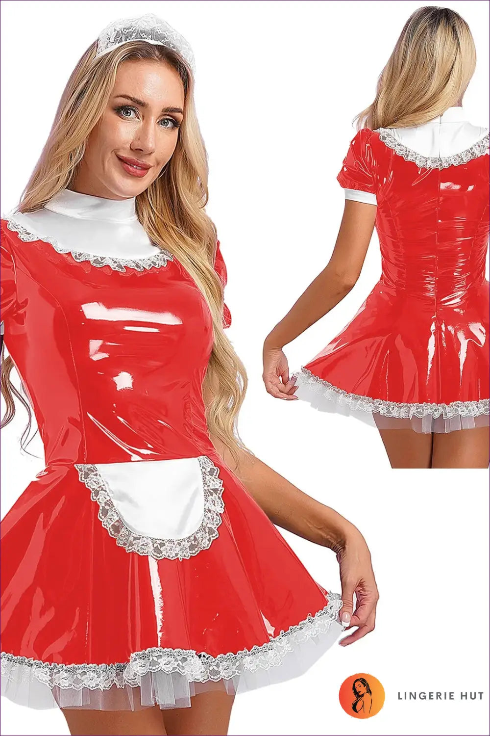 Glossy Maid Cosplay Dress - Seductive Elegance