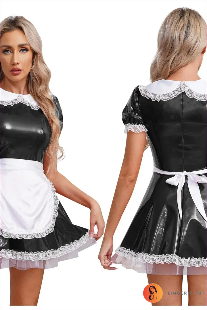 Glossy Maid Cosplay Dress - Seductive Elegance