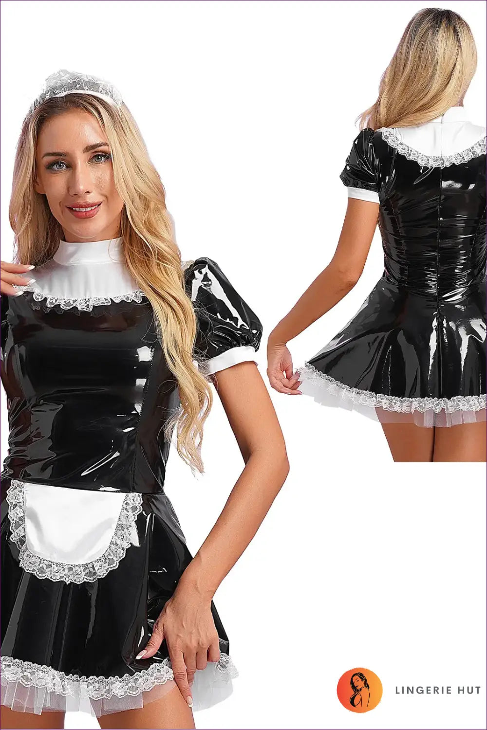 Glossy Maid Cosplay Dress - Seductive Elegance