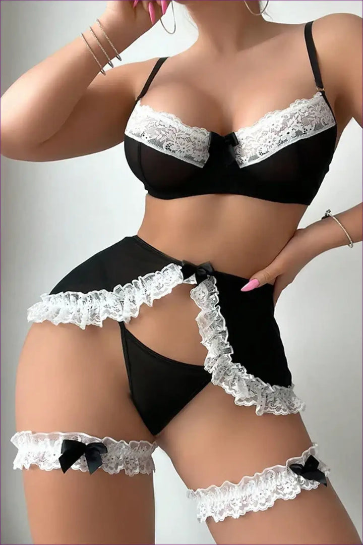 Lace Trim Maid Lingerie Set - Sensual Chic