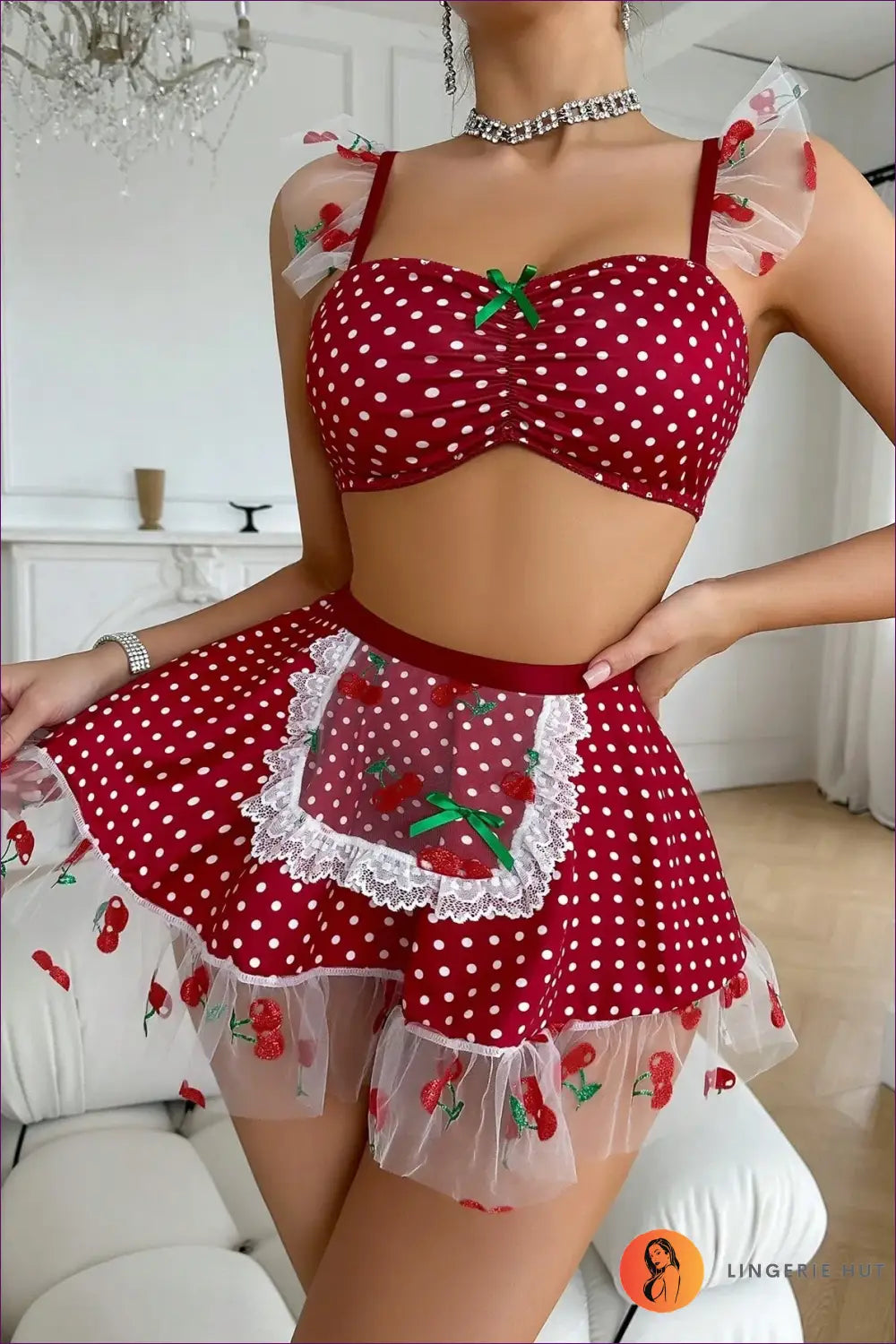 Polka Dot Cherry Maid Outfit - Sweet Temptation