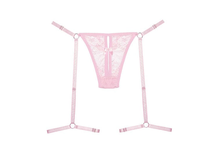 Say it with Garters Lace Thong - Pink O/S