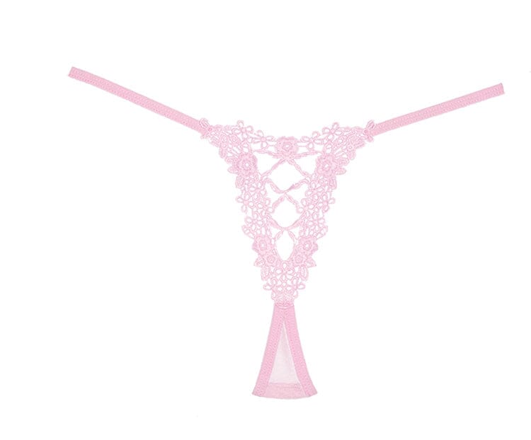 What the Flirt Mesh Thong - Pink O/S